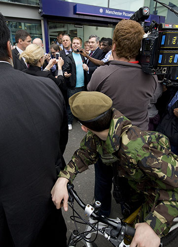 Martin Argles campaign: Gordon Brown is photographed at Manchester Piccadilly Station