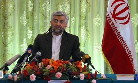 Iran's chief nuclear negotiator Jalili during a media conference at the Iranian embassy in Beijing