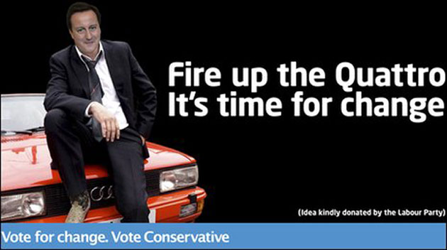 Election posters: Fire up the Quattro, it's time for a change, Conservative poster