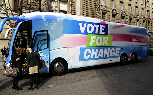 brown calls election: The Tory battle bus