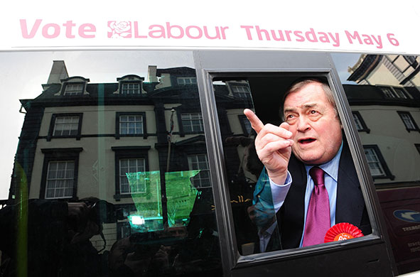 Election campaign: Former deputy prime minister John Prescott on his Labour battlebus