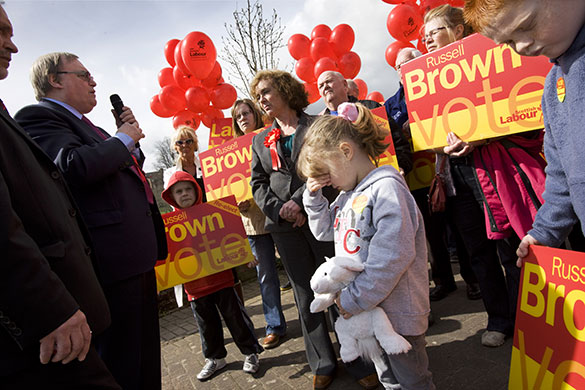 Election campaign: John Prescott in Dumfries, Scotland on his final battlebus tour