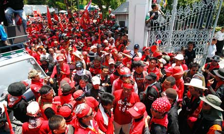 Red Shirt protesters at parliament's gate, Bangkok