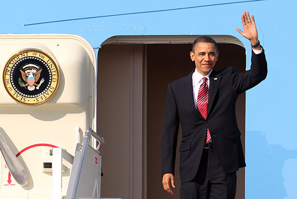 START treaty: President Obama arrives in Prague for Russian-US nuclear arms control pact