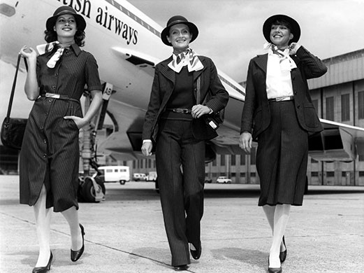 British Airways merger: 1977: British Airways uniforms designed by Baccarat Weatherall 