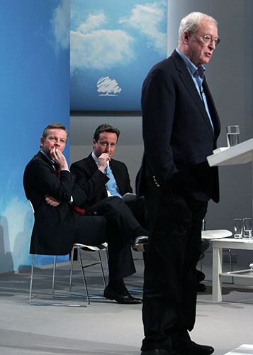 Election campaign: Actor Michael Caine speaks during a news conference 
