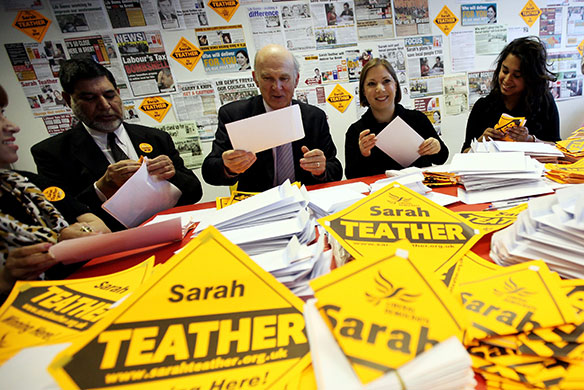 Election campaign:  Vince Cable and Sarah Teather, Liberal Democrat MP for Brent East