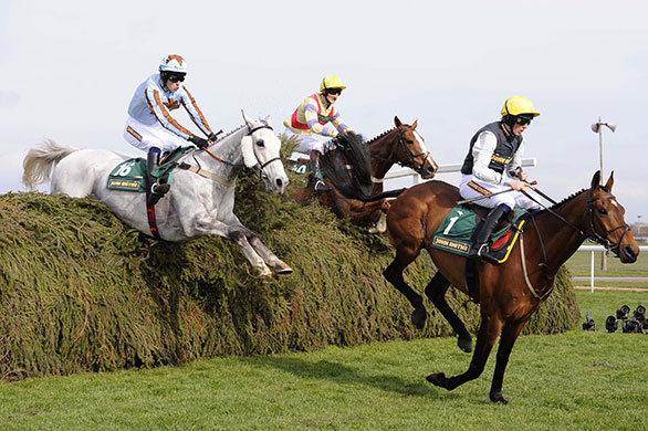 Grand National day one: Silver Adonis, left, wins the Fox Hunters' Chase