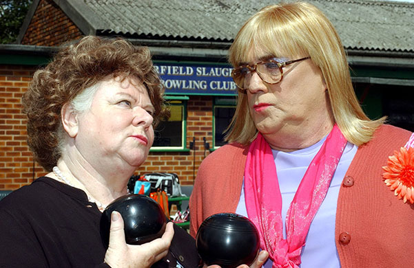 Jack Duckworth: 2004: Jack dressed as Ida Fagg takes part in the bowls tournament final