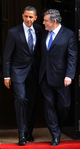 Gordon Brown: Prime Minister Gordon Brown and Barack Obama leave Downing Street