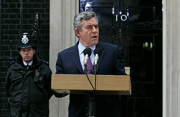 Gordon Brown: Prime Minister Gordon Brown addresses the media outside 10 Downing Street
