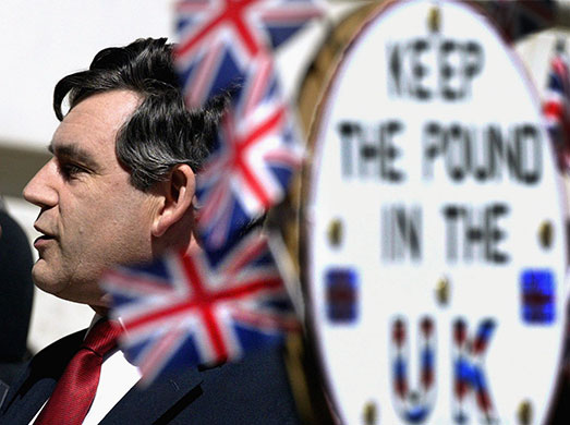Gordon Brown: Chancellor of the Exchequer Gordon Brown emerges from the Treasury
