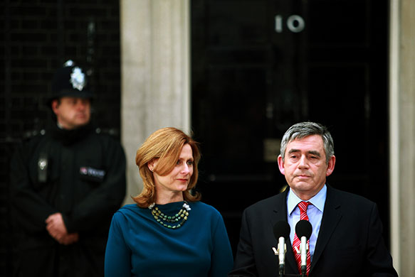 brown at downing street: Gordon Brown leaves Downing Street