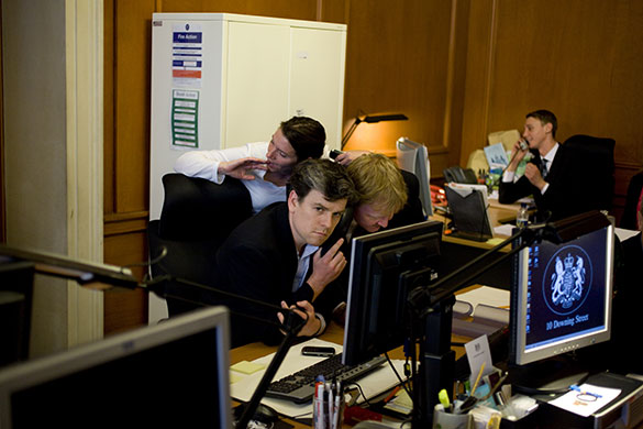 Behind the scenes: Downing St political staff listen in to the phone call from Nick Clegg