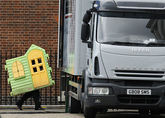 Conservatives arrive: Items from Downing Street are moved into a removal van