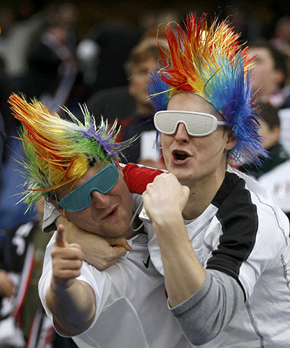 Europa League: Fans of Fulham cheer for their team before start of Europa League final 