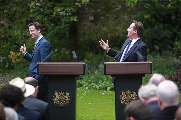 Downing street: David Cameron and Nick Clegg hold a press conference