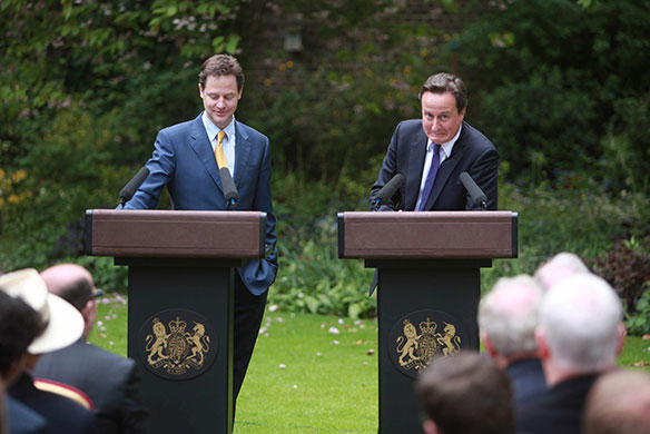 Downing street: Prime Minister, David Cameron and his Deputy, Nick Clegg