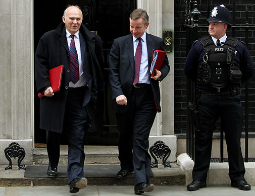 cabinet meeting: Vince Cable and Michael Gove leave together