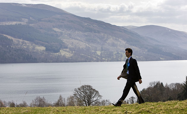 The Guardian's election : Peter Lyburn leafleting on the banks of Loch Tay at Fearnan