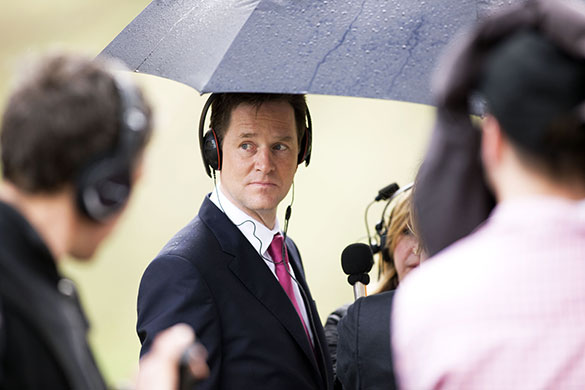 The Guardian's election : Nick Clegg at a press conference at Dynamic Earth