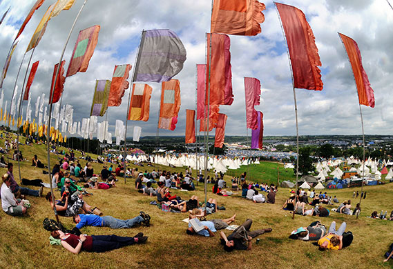 Glastonbury at 40: Glastonbury Festival 2008 : Festivalgoers relax on the Tipi Field 