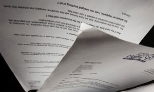 Letters from accident claims companies regarding a personal injury compensation claim
