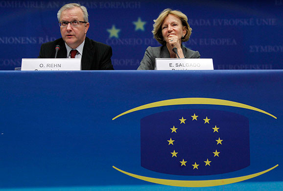 week in business: Olli Rehn and Elena Salgado address a news conference in Brussels