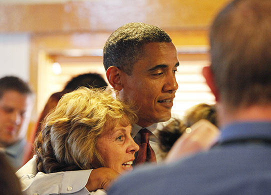 24 hours in pictures: Cheektowaga, US: Barack Obama during a stop for chicken wings