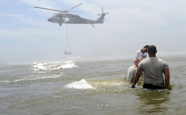 Deepwater Horizon: Gulf Oil Spill Begins To Reach Land: Louisiana National Guard Black Hawks