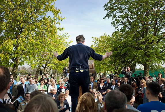 Guardian election: David Cameron speaks at a rally at Palmers College in Thurrock, Essex