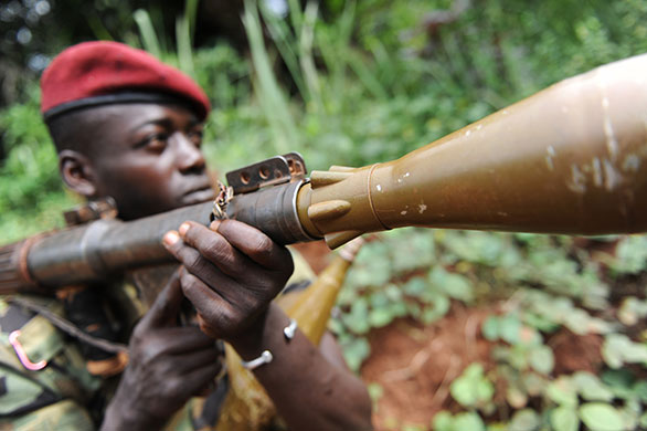 Obo Dispatch: A FACA soldier patrols Giringiri which had been attacked by the LRA rebels