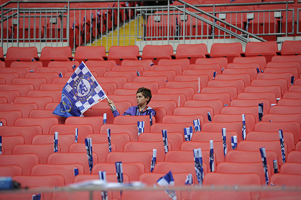 FA Cup Final: Young Chelsea fan waits to be joined by fellow supporters