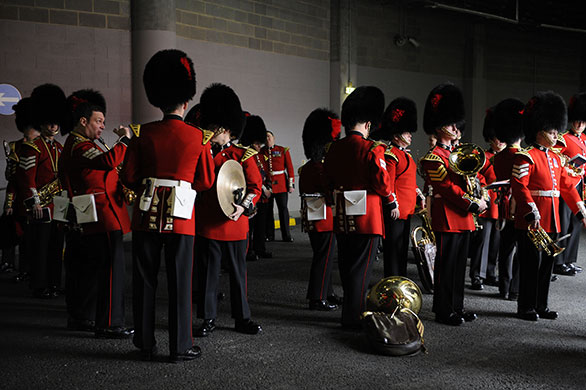 FA Cup Final: The Band of the Coldstream Guards prepare for their marching parade