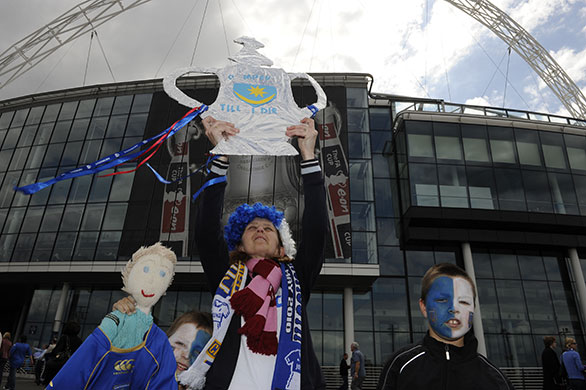 FA Cup Final: Young Portsmouth fans outside the ground looking forward to the match