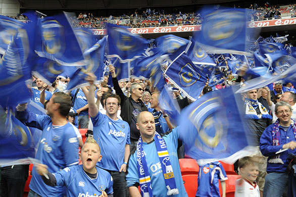 FA Cup Final: Pompey fans get into a bit of flag waving 