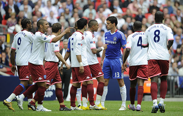 FA Cup Final: Michael Ballack takes on a posse of Portsmouth players