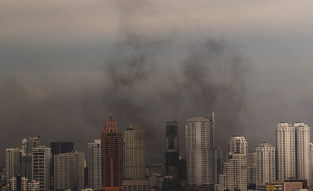 Thailand protests: Black smoke from burning tyres rise in central  Bangkok