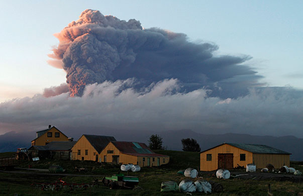 Volcanic ash: A fresh cloud of ash rises from the Eyjafjallajokull volcano  in Iceland