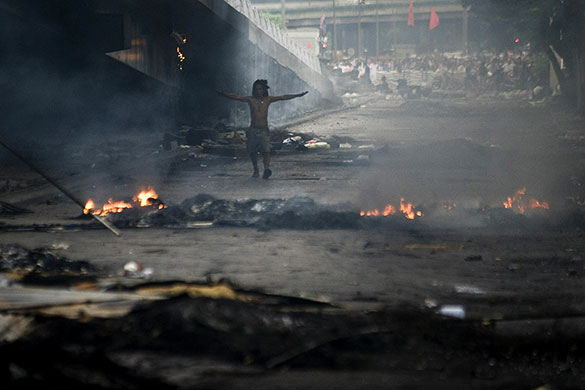 bangkok standoff: a red shirt anti-government protester in bangkok