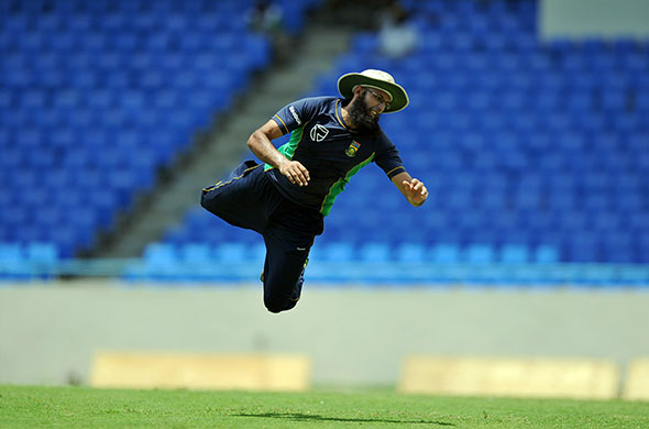 24 sport: Hashim Amla flys attempts a catch during a training session 