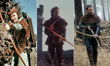 Errol Flynn, Kevin Costner and Russell Crowe as Robin Hood