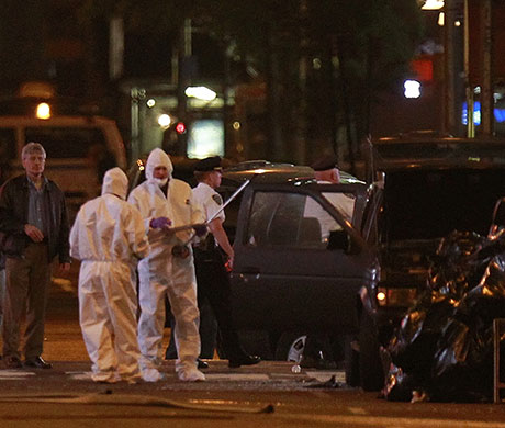 New York car bomb: Crime scene investigators examine the vehicle