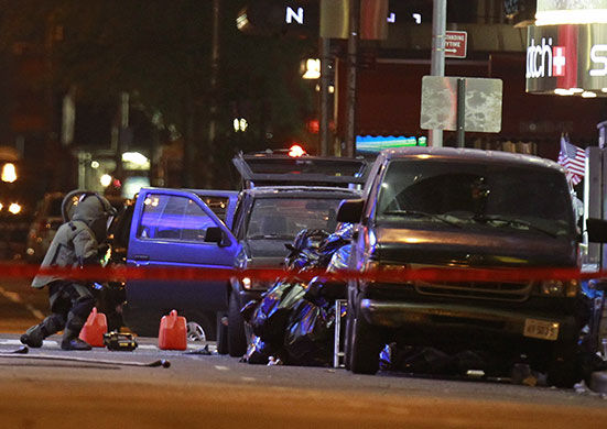 New York car bomb: A bomb technician examines the Nissan Pathfinder sport utility vehicle