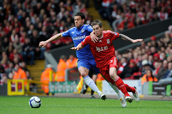 Liverpool v Chelsea: Ballack and Agger