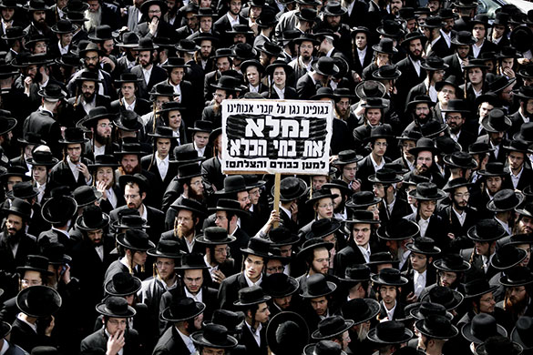 24 hours in pictures: Jerusalem: Ultra Orthodox Jews take part in a protest