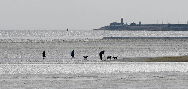 Sunny weather: A family enjoy the warm weather on Sandymount beach in Dublin