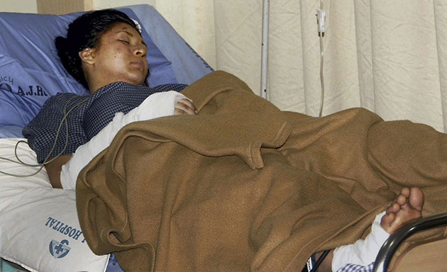 Air India Crash: Air India Express plane crash survivor Sabrina lies on a bed at a hospital