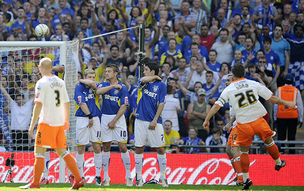 Play Off Final: Charlie Adam fires in a fabulous free-kick from 25 yards to make it 1-1