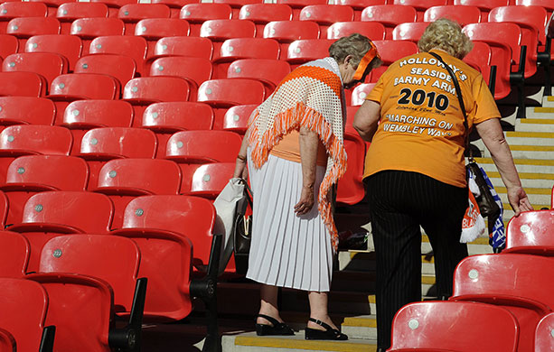 Play Off Final: Elderly Blackpool fans make their way home